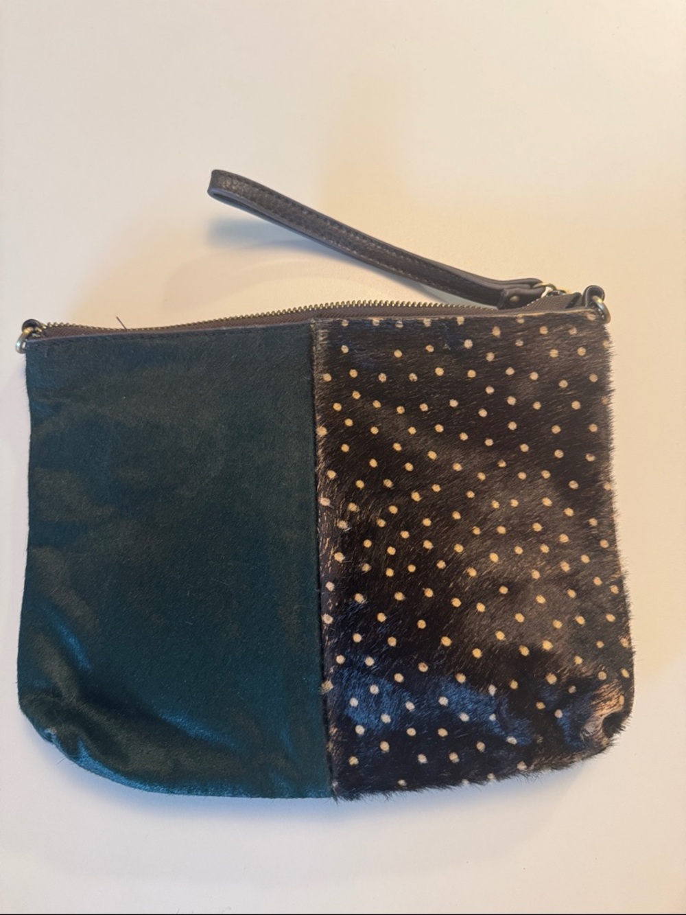 Womens Black Polka Dot Pony Hair Purse
